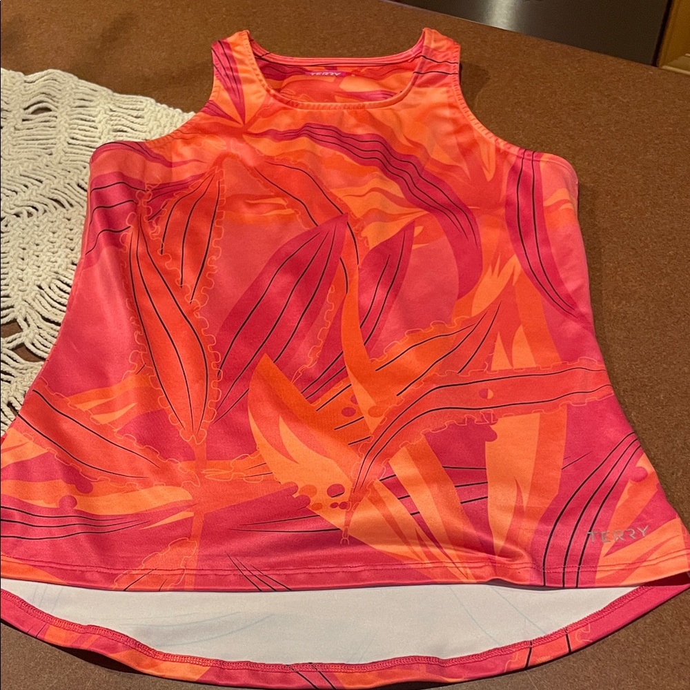 Vibrant Pink and Orange Terry Women's cycling Tank Top